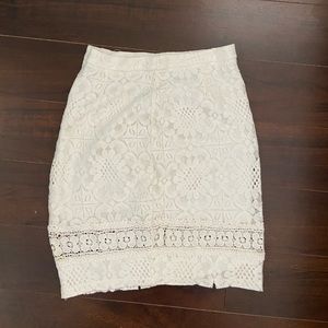 White Lace Pencil Skirt